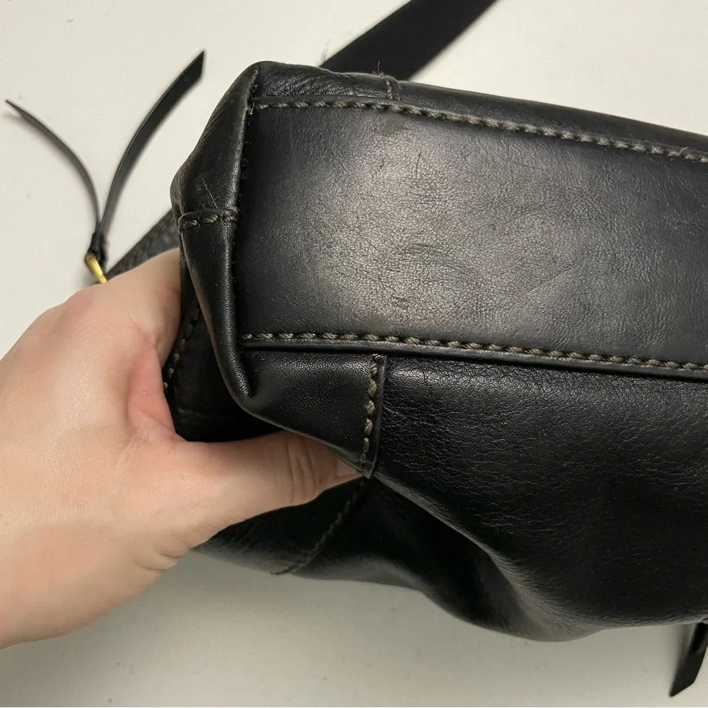 Vintage Fossil Purse Crossbody Leather Pockets Buckle Adjustable Black Bronze - Picture 13 of 16